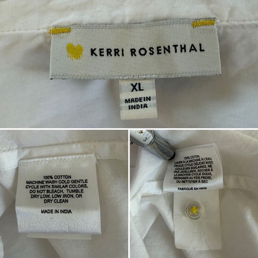 Kerri Rosenthal Soleil Jack Shirt White Pink Wearable Art Cotton Poplin XL - Picture 11 of 12